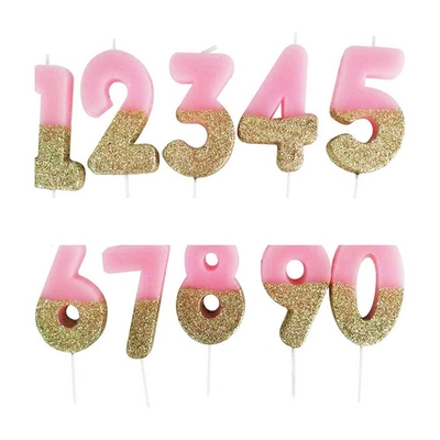 Ψηφιακό κερί 0-9 Topper Cake Cute Pink Bow White Little Hat Γενέθλια κεριά Κέικ Topper κεριά