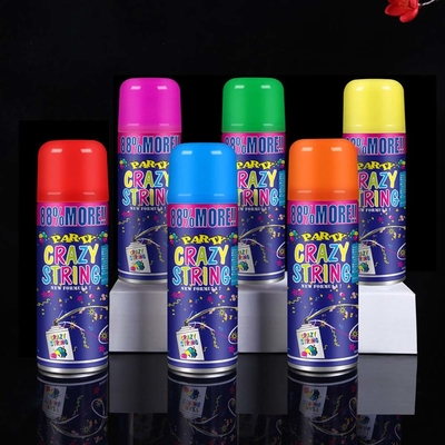 Πεδίο βολής 5-8m Οικονομικό πολύχρωμο Streamer και Silly Crazy String Spray για τις διακοσμήσεις του φεστιβάλ
