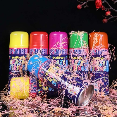 Πεδίο βολής 5-8m Οικονομικό πολύχρωμο Streamer και Silly Crazy String Spray για τις διακοσμήσεις του φεστιβάλ